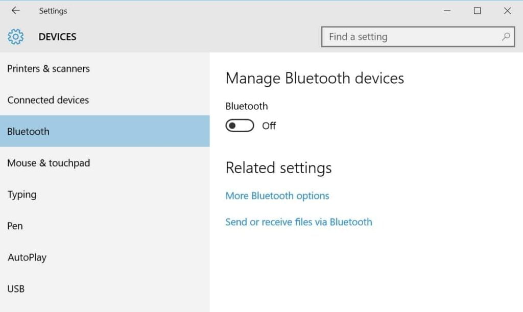 Turn Bluetooth Radio Off on Windows 10