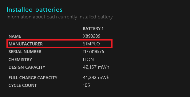 Surface Pro 3 Battery Manufacturer SIMPLO