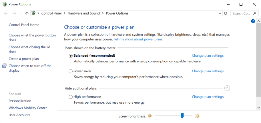 Power Plans on Surface