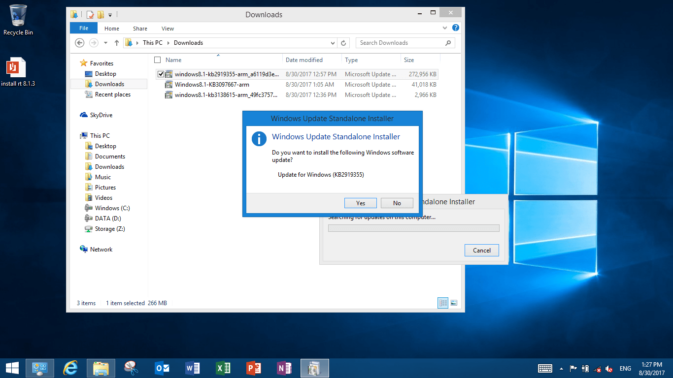 windows rt update not working