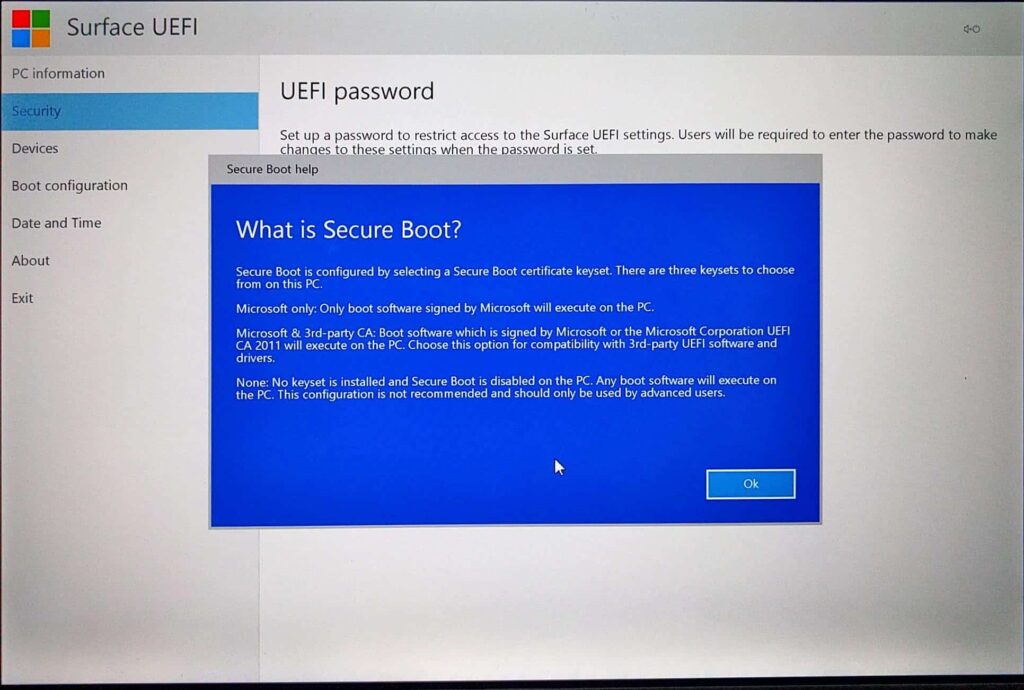 Surface Pro (2017) UEFI > What is Secure Boot?