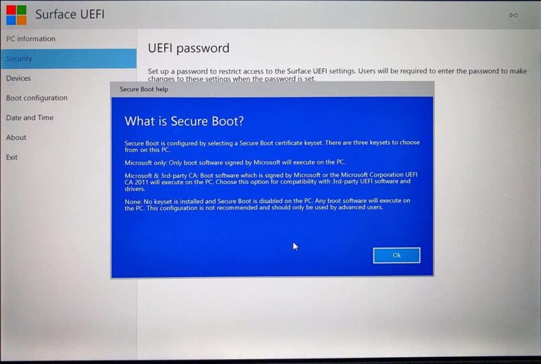 Surface uefi что это