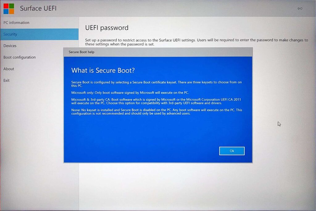 Surface Book UEFI > What is Secure Boot?
