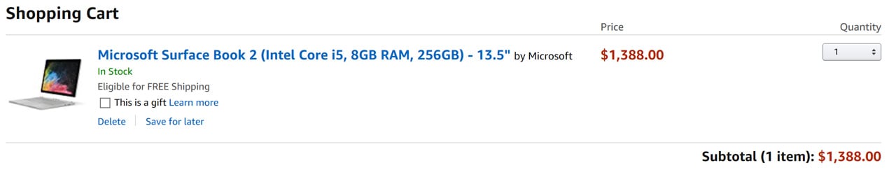 Surface Book 2 at only $1,388 at Amazon US