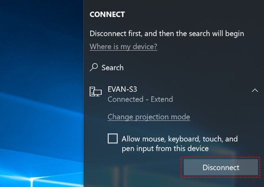 Disconnect the Wireless Display