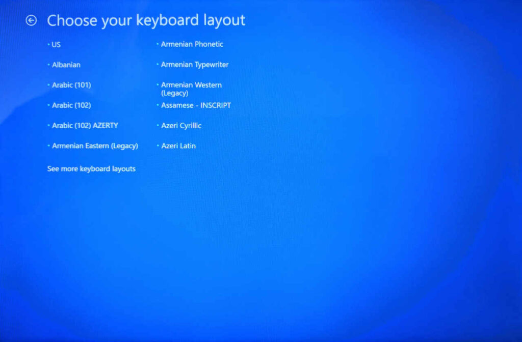 Choose Keyboard Layout