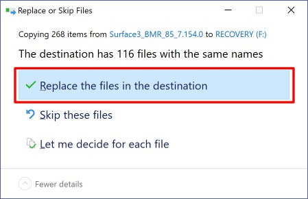 Replace Destination Files