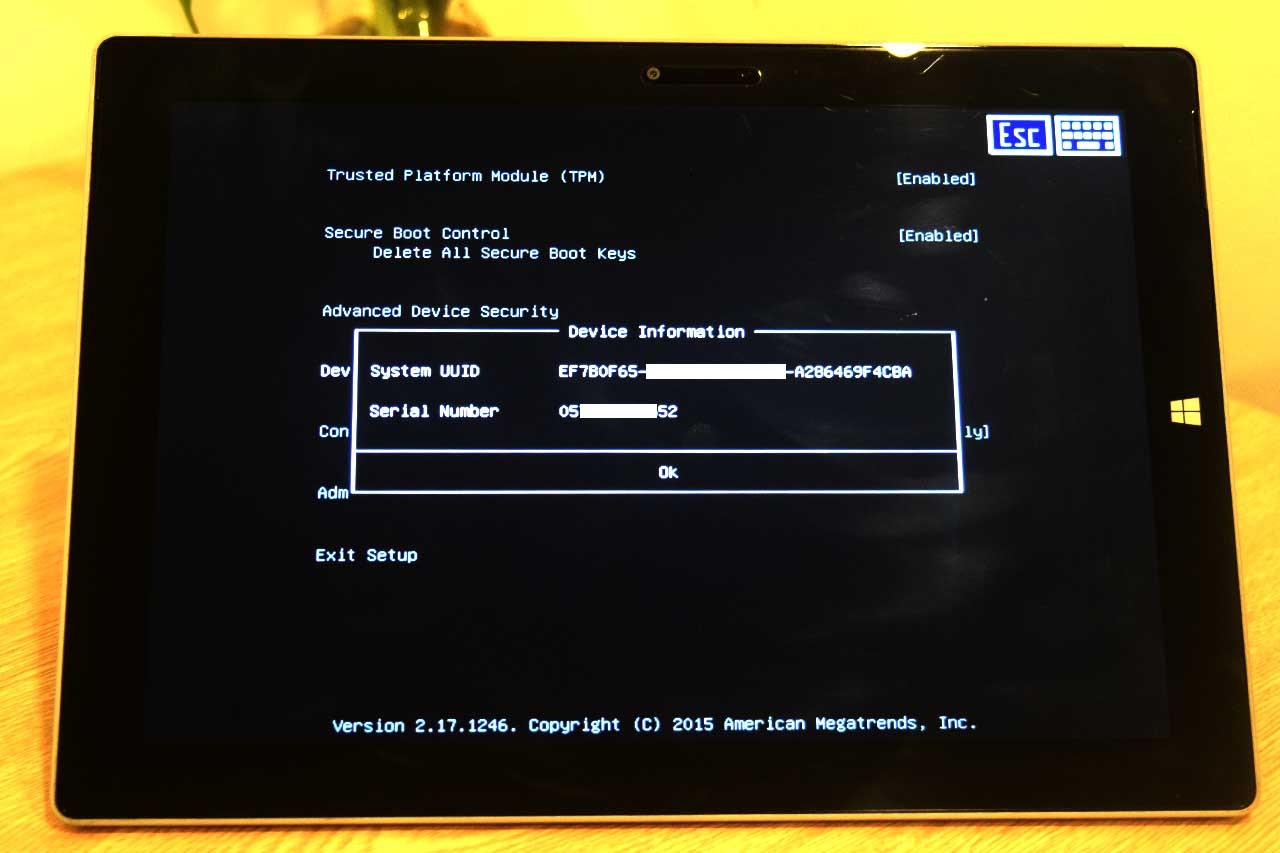Surface 3 UEFI - PC Information