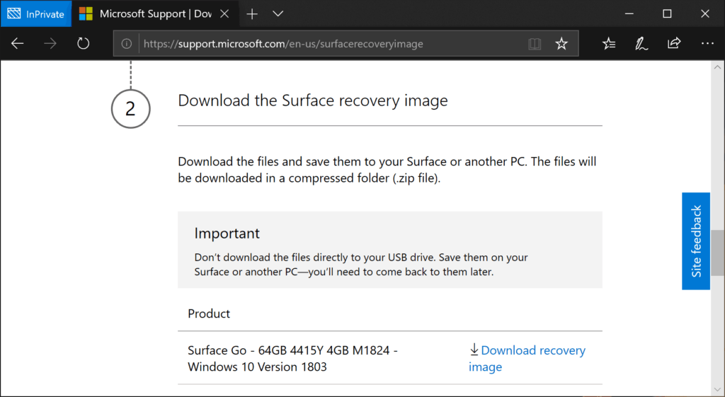Download Surface Go Recovery Image