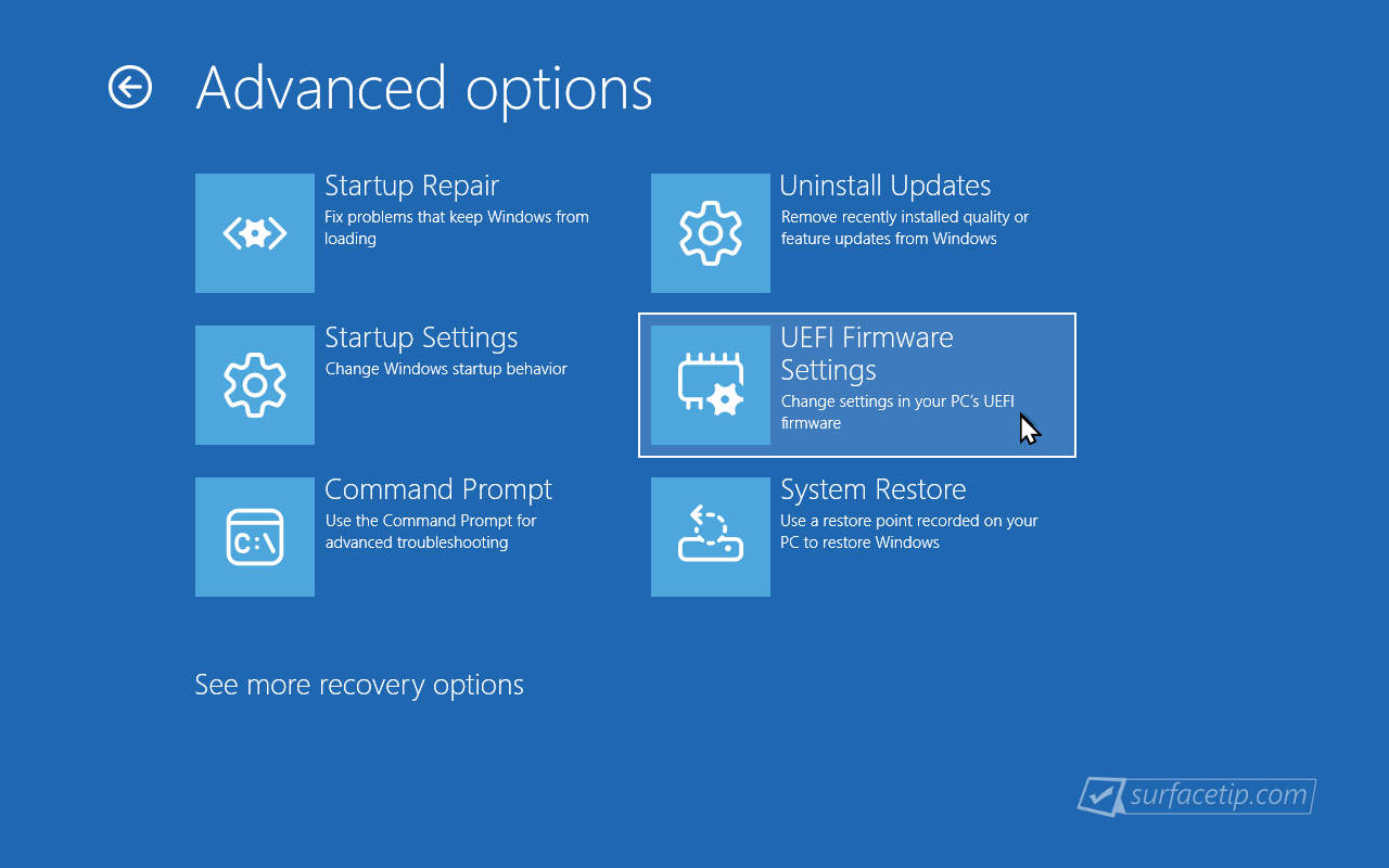 Windows 11 Recovery - UEFI Firmware Settings