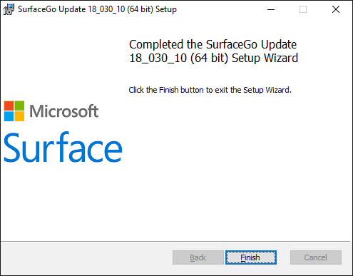 Surface Go Update Setup - Start page