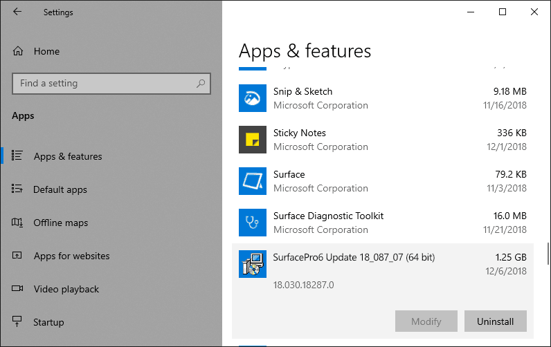 Surface Pro 6 Drivers and Firmware - App List