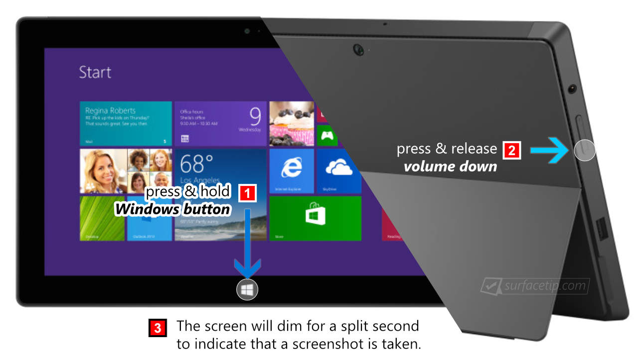 Screenshot on Surface Pro 1 and Surface Pro 2 in Tablet Mode