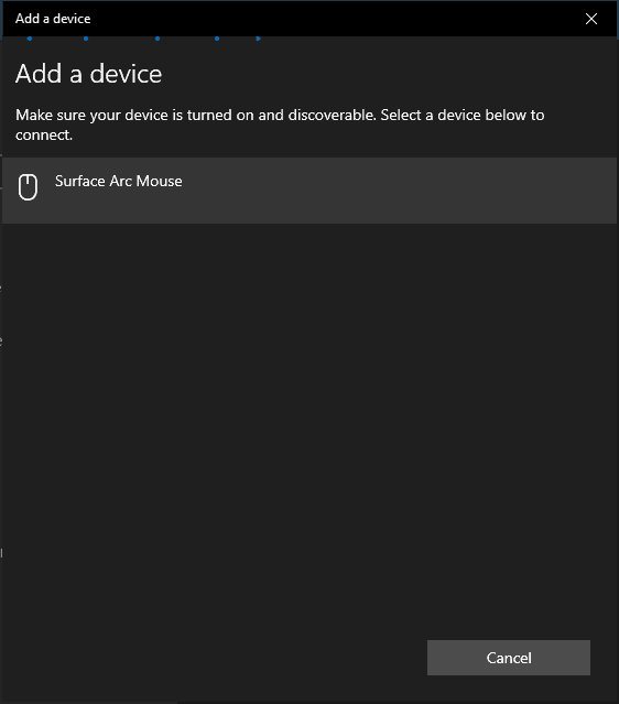 Add a device > Select Surface Arc Mouse