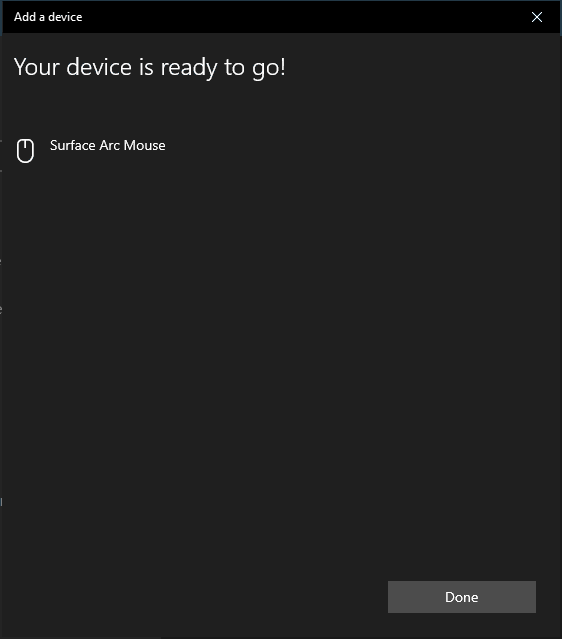 Your device is ready for Surface Arc Mouse