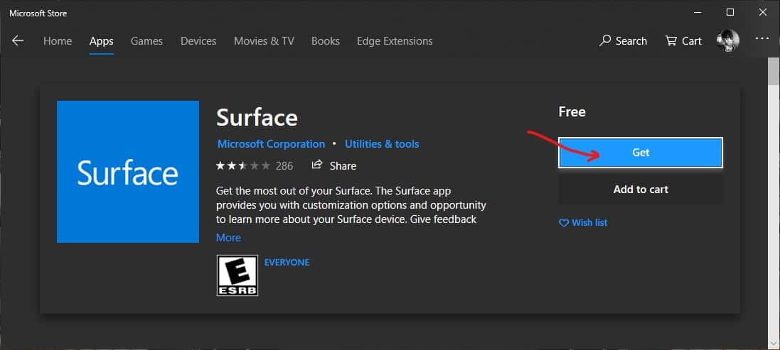 Download and install Surface app in Microsoft Store