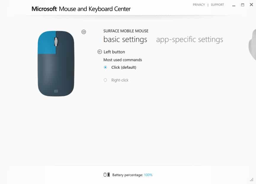 Configuring Surface Mobile Mouse - Left Click Interface
