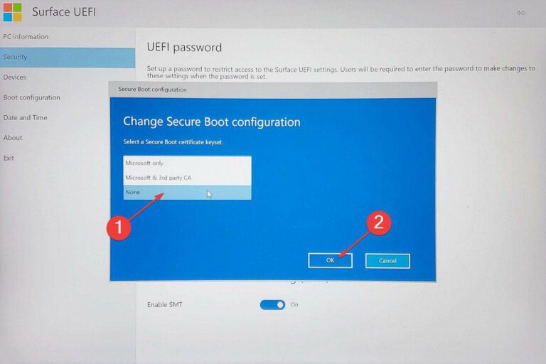 How to disable secure boot on Microsoft Surface Laptop - SurfaceTip