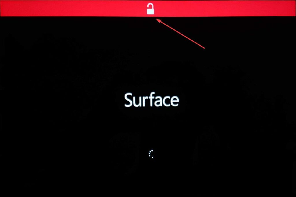 Secure Boot Disabled Red Bar on Older Surface