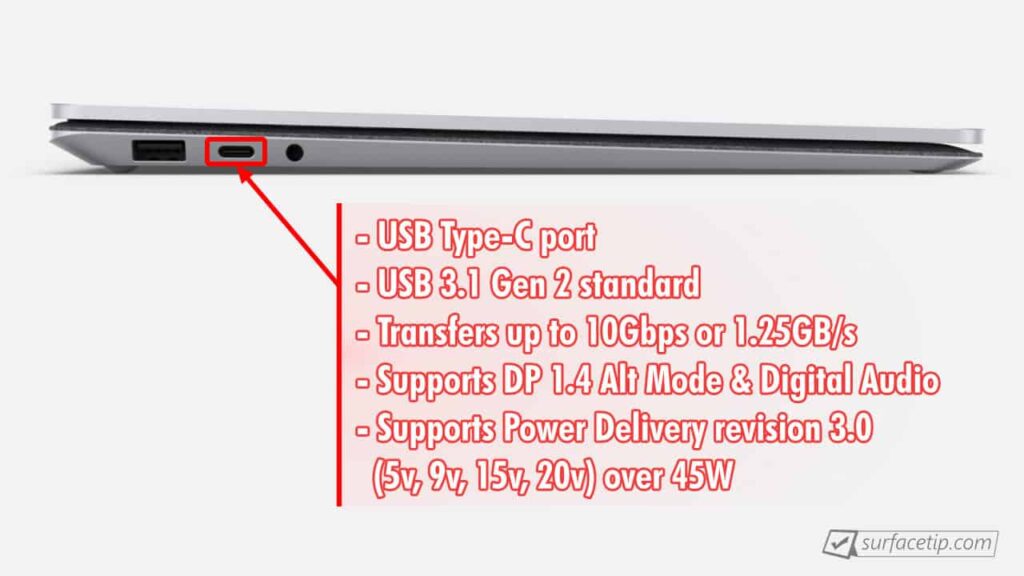 Surface Laptop 3 USB-C Port Info