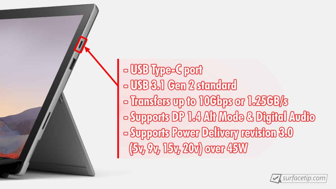 Surface Pro 7 USB-C port