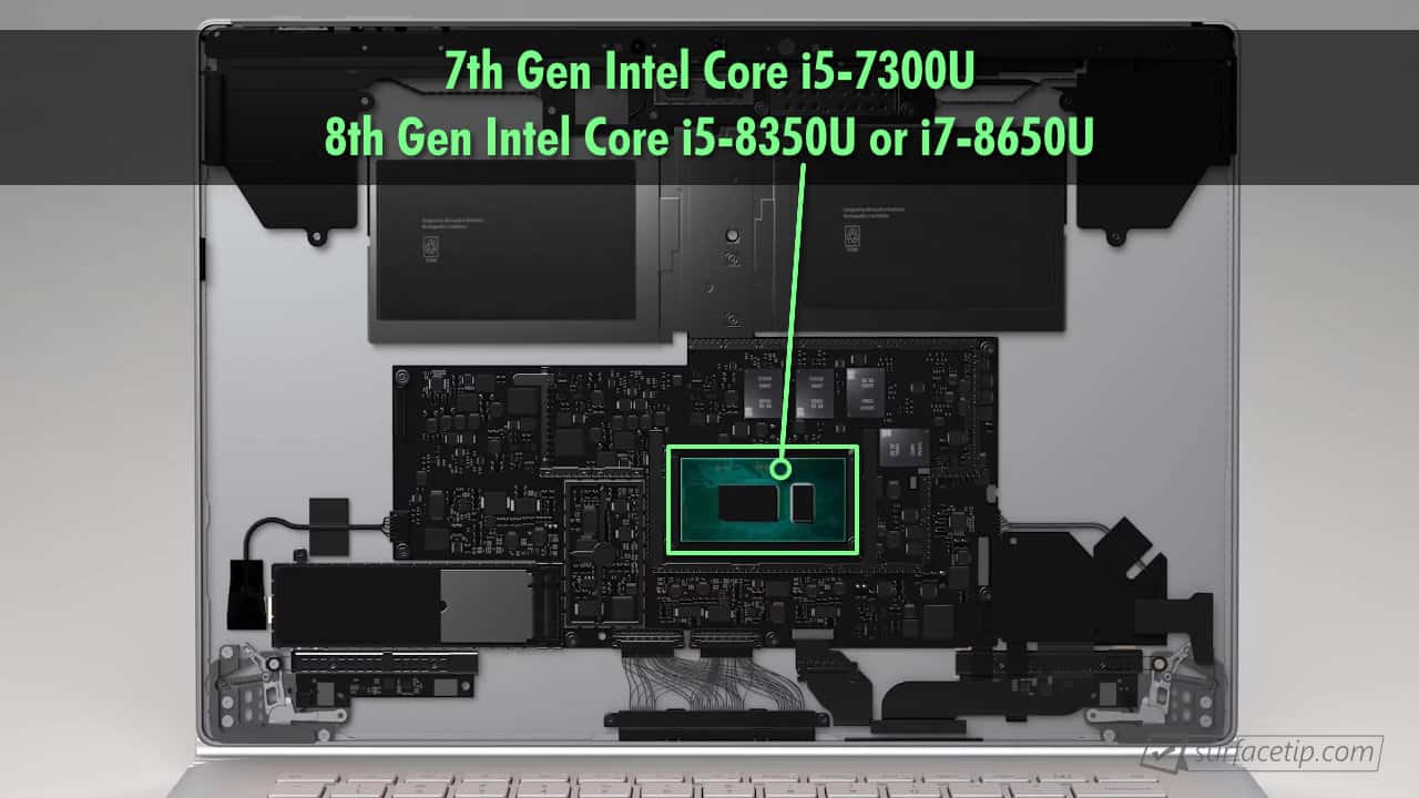 What processors is in Microsoft Surface Book 2?