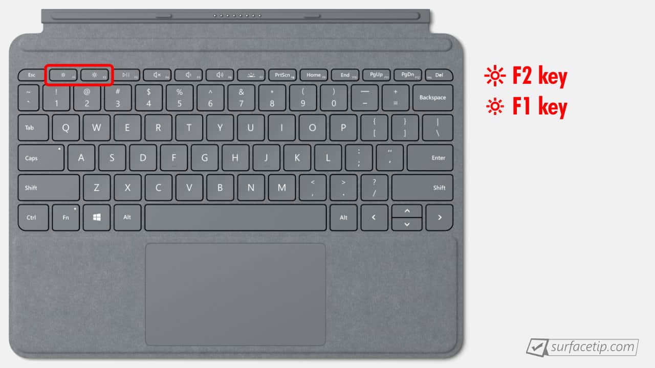 Surface Go Type Cover Brightness Control Keys