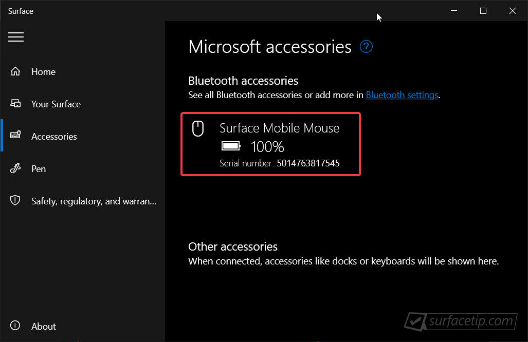 Surface App > Accessories > Surface Mobile Mouse