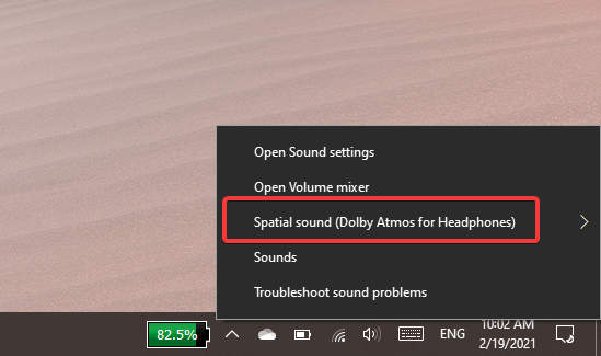 Dolby Atmos for Headphones Enabled