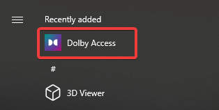 Start > Dolby Access
