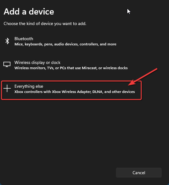 Settings - Add a device - Everything Else