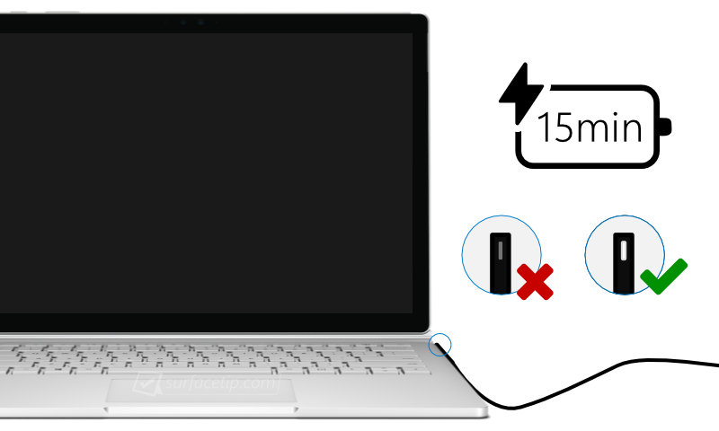 Charge a Surface Book for 15 minutes