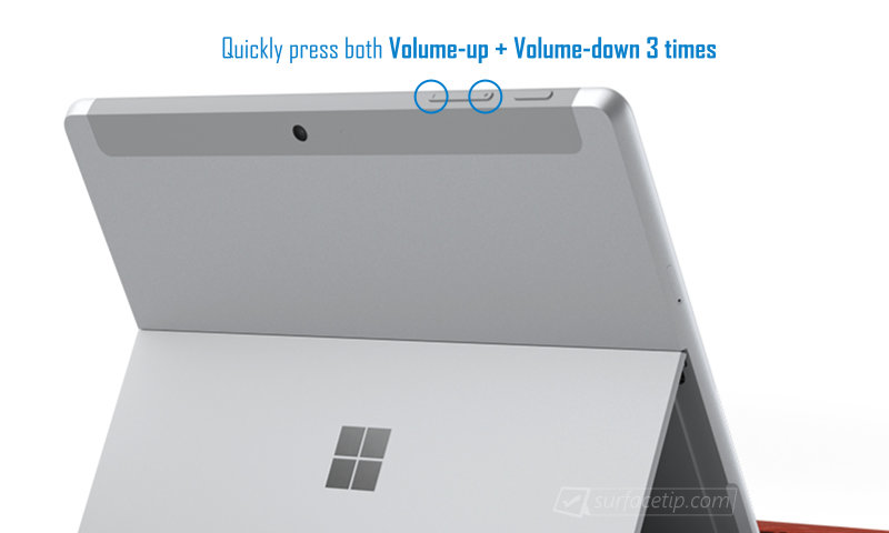 Force Wake Up a Surface Go by Quickly Pressing Volume Up + Down 3 times