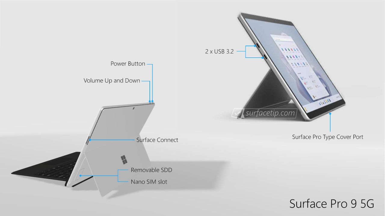 Surface Pro 9 5G Ports Diagram