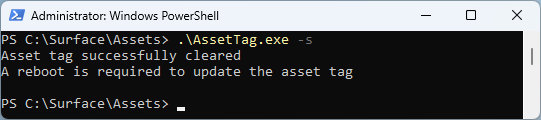 Clearing Asset Tag Command Line